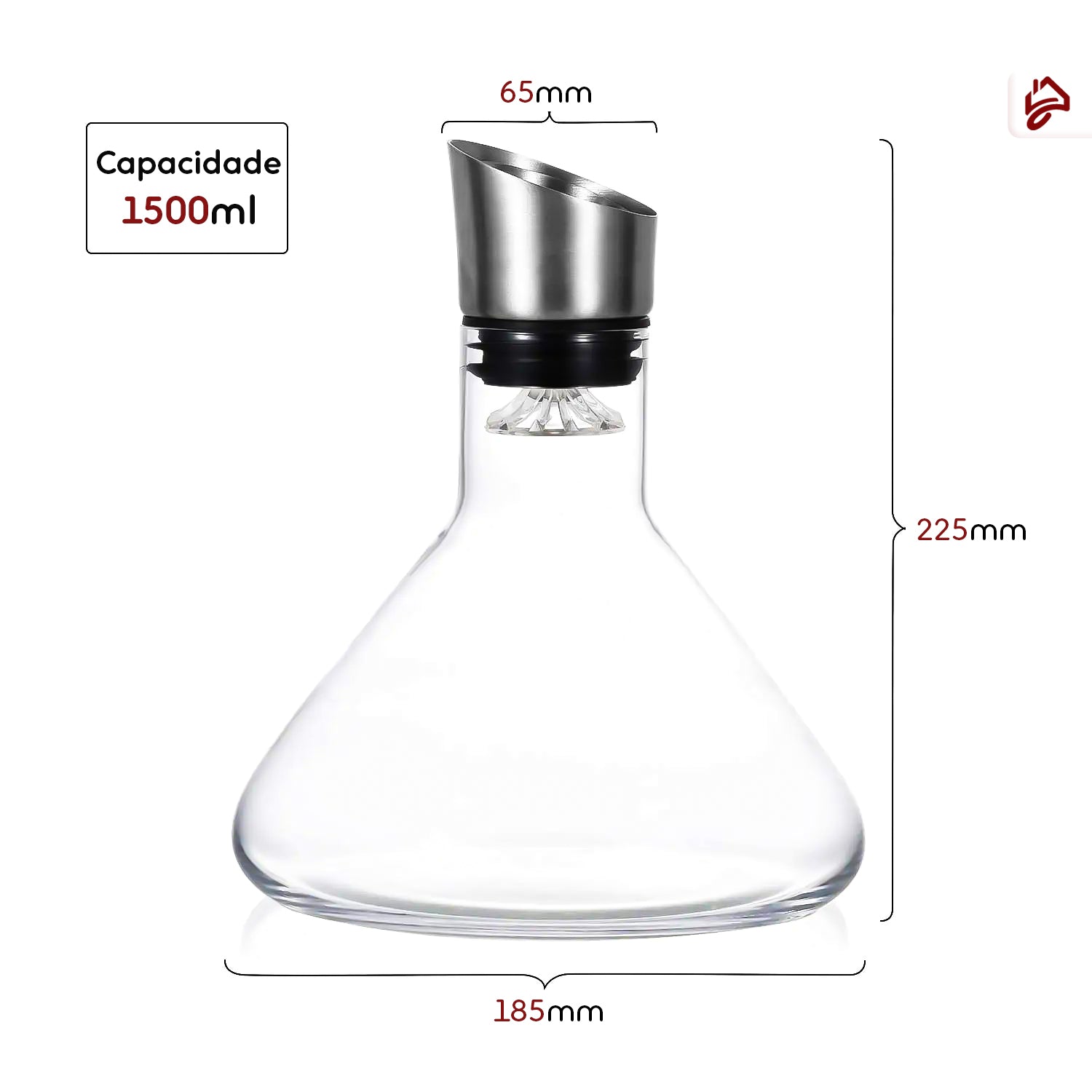 Decanter de Vinho Vidro em Cristal Feito à Mão  (1500ML)